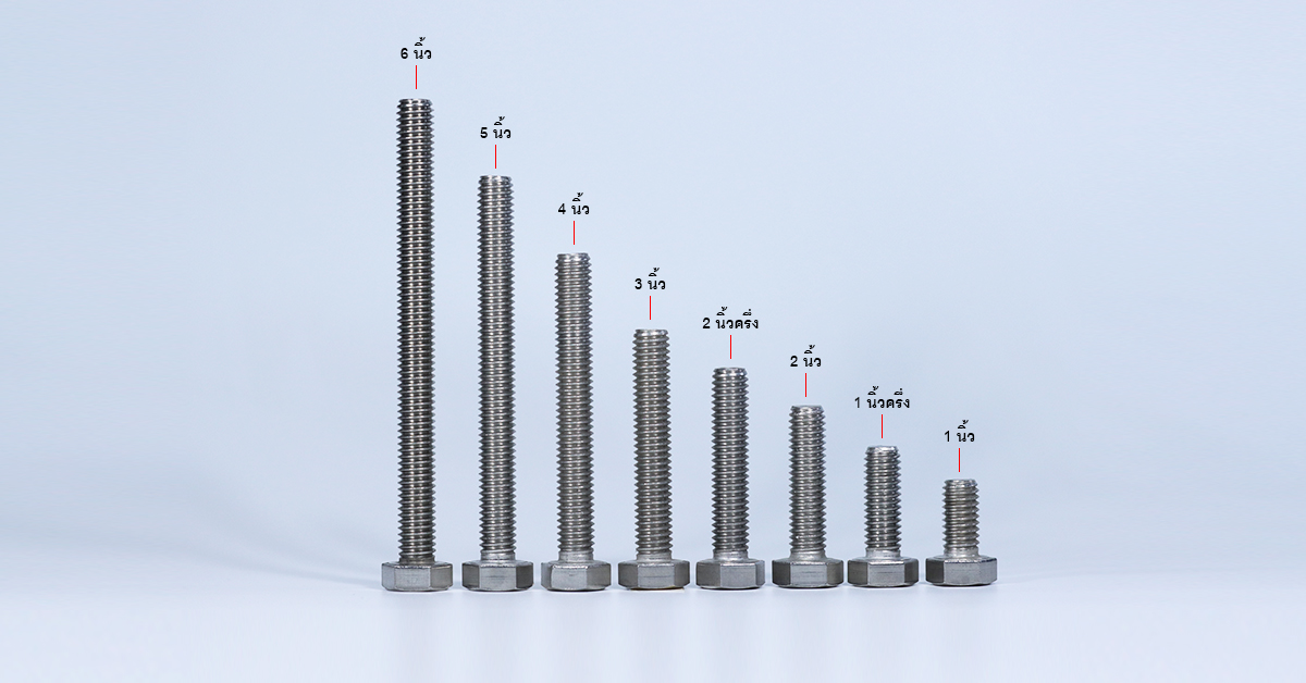 โบลท์หัวหกเหลี่ยม 1/2 นิ้ว สี่หุน น็อตเบอร์ 21 – สแตนเลสเกรด 304