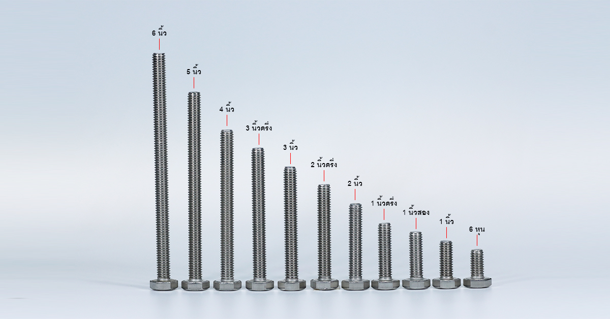 โบลท์หัวหกเหลี่ยม 3/8 นิ้ว สามหุน น็อตเบอร์ 17 – สแตนเลสเกรด 304