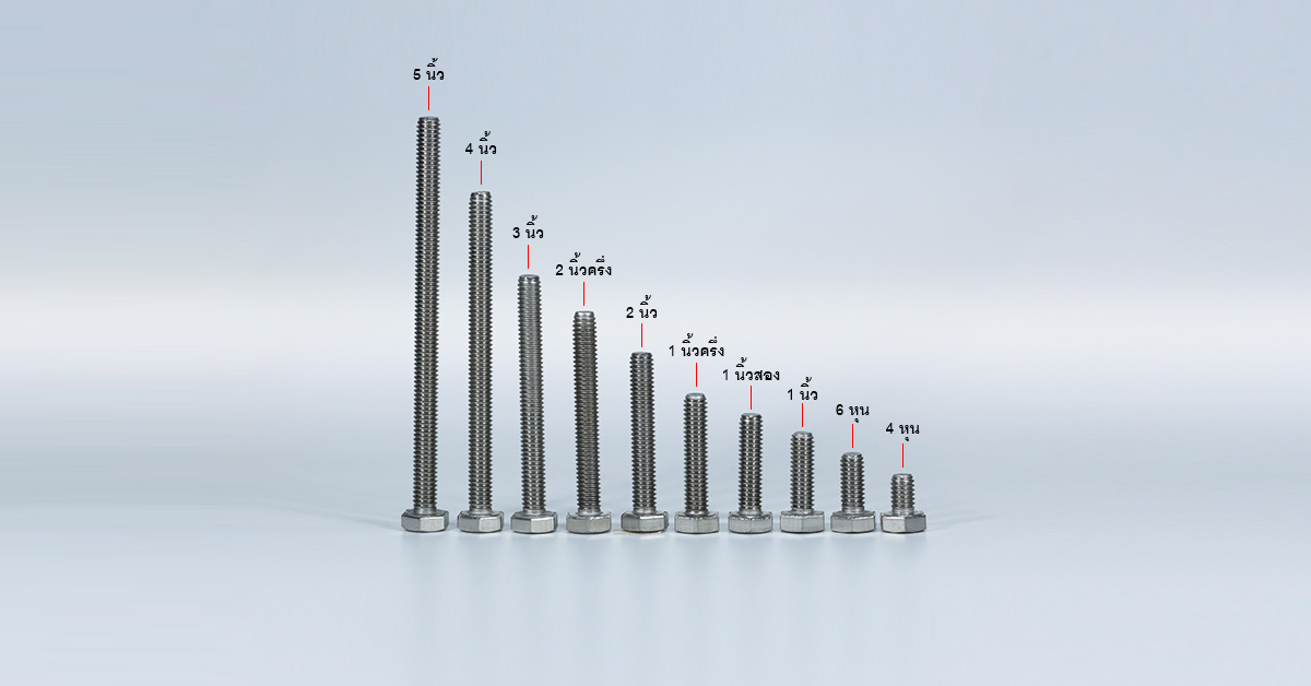 โบลท์หัวหกเหลี่ยม 5/16 นิ้ว สองหุนครึ่ง น็อตเบอร์ 14 – ชุบขาว